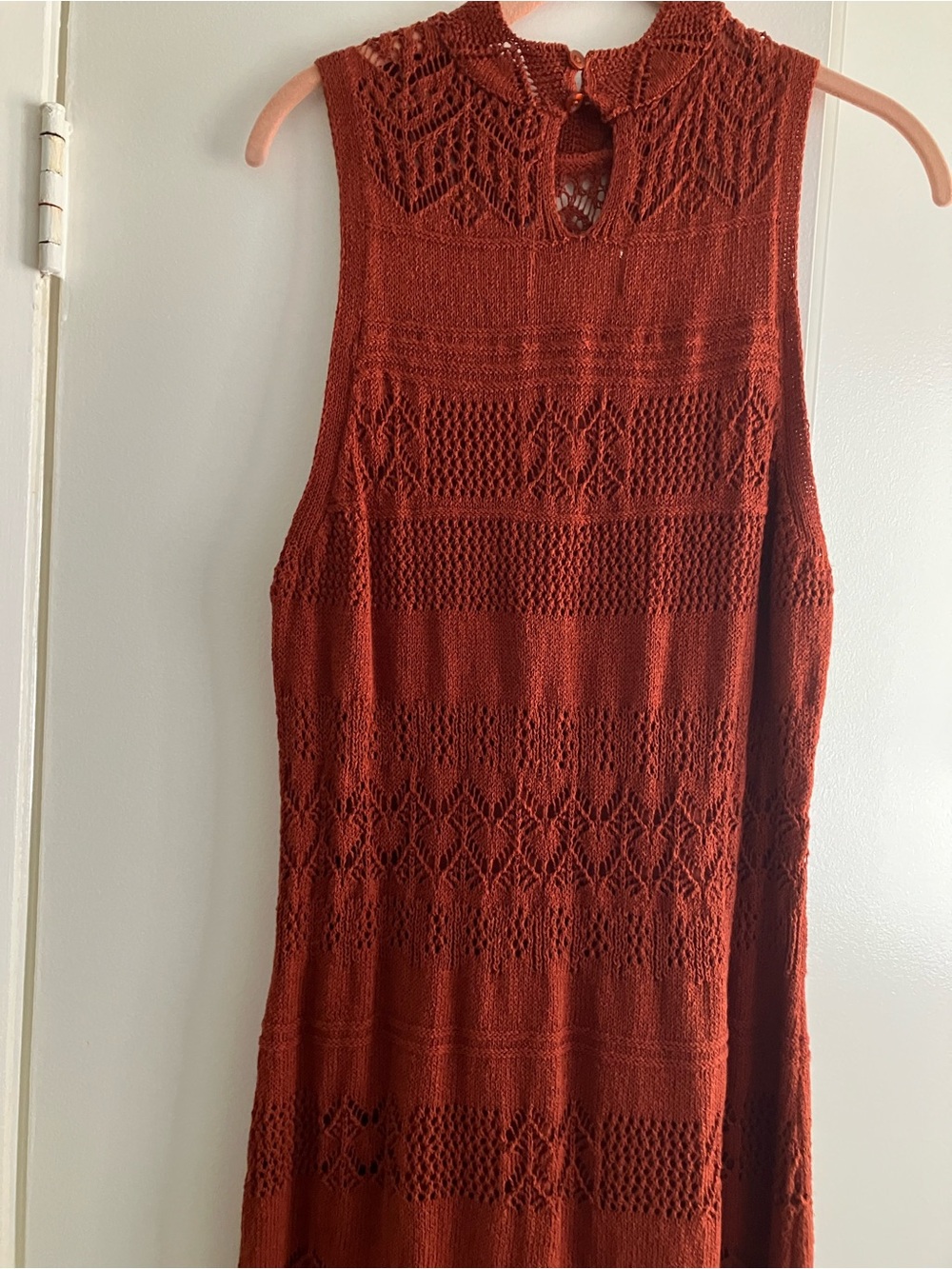 Anthropologie Crochet Knit Maxi Dress in Rust NWOT XL - Picture 6 of 9